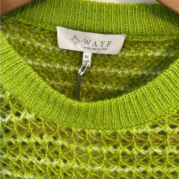 WAYF Green Loose Knit Crew Neck Sweater. Size Medium. New With Tags. - Picture 10 of 11